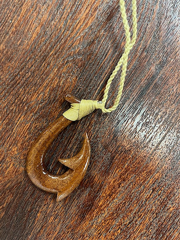Wood Fish Hook Necklace Details - Aloha Hula Supply
