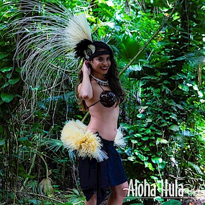 Tahitian Costume Bundle: Small Side Headpiece with Tie Hipband             