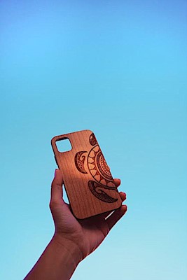 iPhone Wood Case with Honu Design                                          